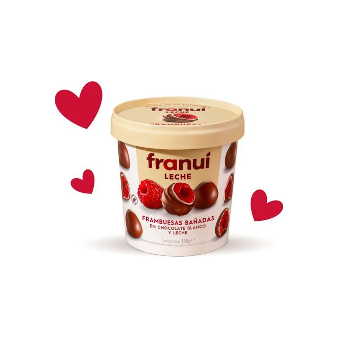 Postre frambuesa en chocolate chocoleche Franuí 150 gramos