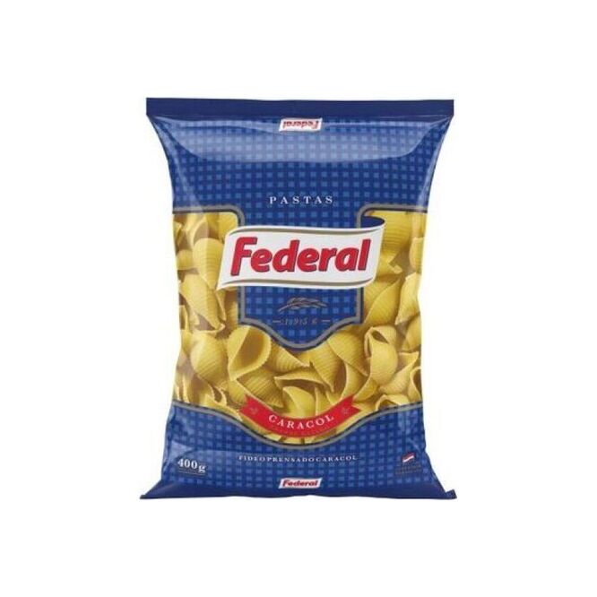 Fideo caracol grande rayado paquete Federal 400 gramos