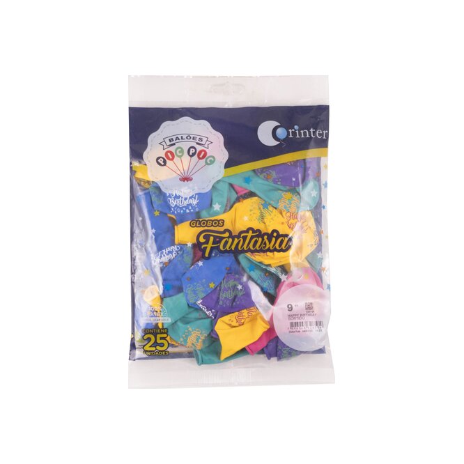 Globos N° 9 Fantasía Happy Birth Corinter 25 unidades