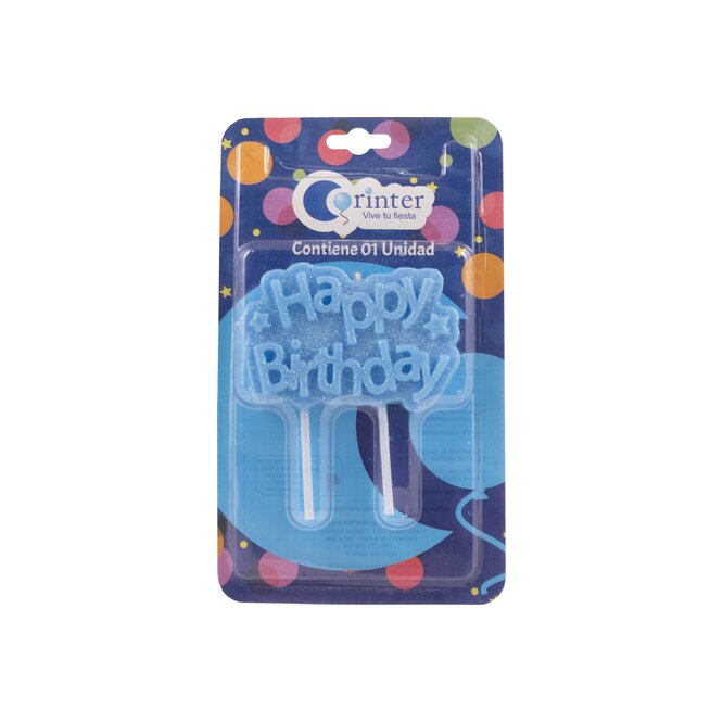 Vela happy birthday azul Corinter 1 unidad