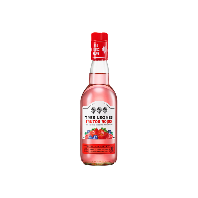 Ron original cóctel sabor frutos rojos botella descartable Tres leones 420 ml