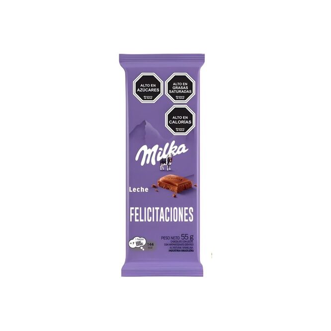 Chocolate con leche en tableta Milka 55 gramos
