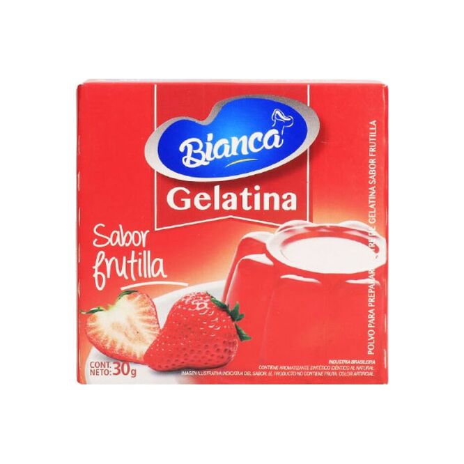 Gelatina sabor frutilla paquete Bianca 30 gramos
