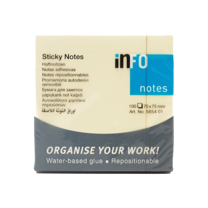 NOTAS ADHESIVAS AMARILLO 100 HJ. 75 X 75