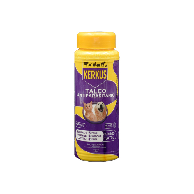 Talco pulguicida para mascotas Kerkus 60 gramos
