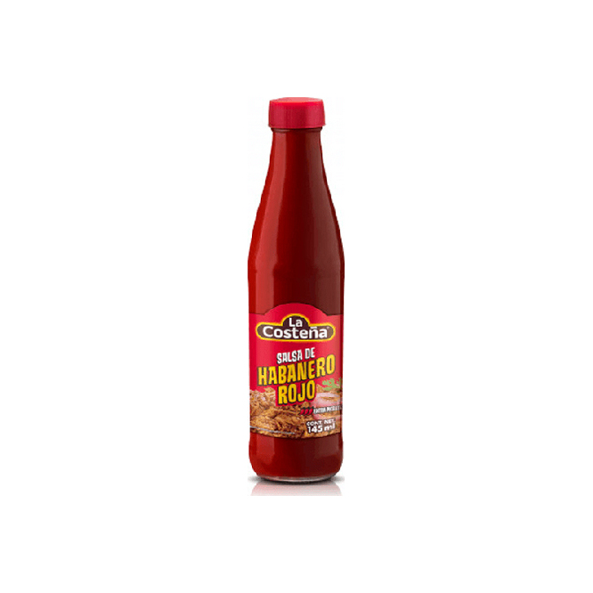 Salsa de habanero rojo en botella La Costeña 145 ml