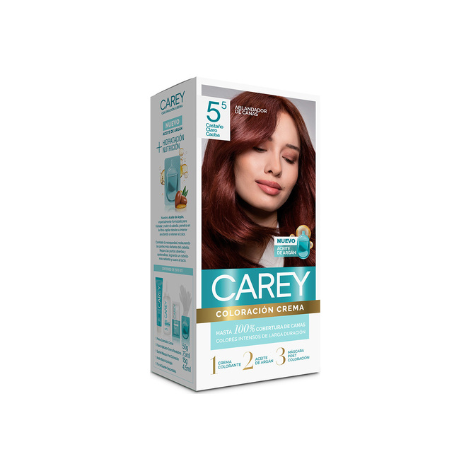 Kit coloración crema castaño claro caoba N° 5,5 Carey 1 unidad