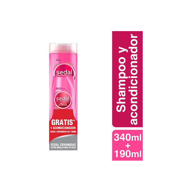Shampoo con Ceramidas Sedal 340 ml Más Acondicionador de Regalo Sedal 190 ml