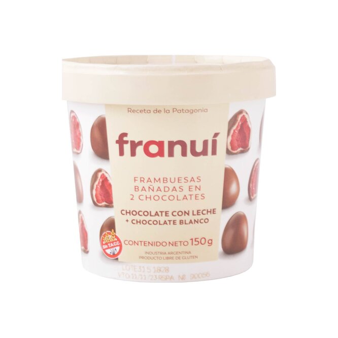 Postre frambuesa en chocolate chocoleche Franuí 150 gramos