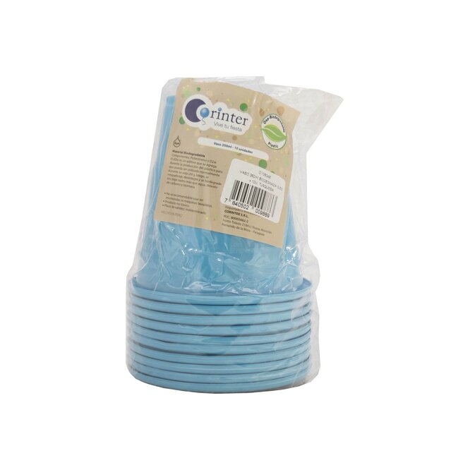 Vaso biodegradable turquesa 350 ml Corinter 1 unidad
