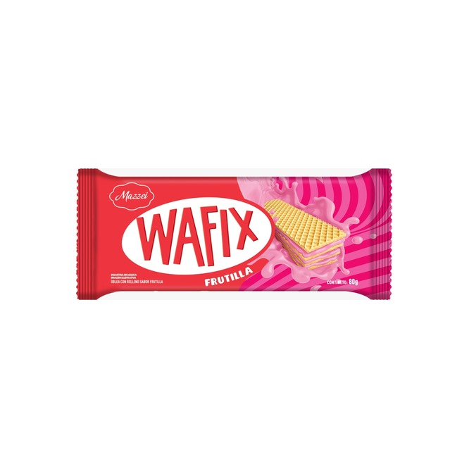 Galletitas wafer con relleno sabor frutilla paquete Mazzei 80 gramos
