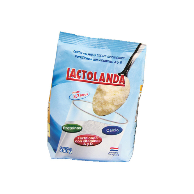 Leche en polvo entera paquete Lactolanda 400 gramos