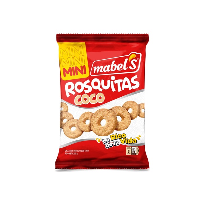 Galletitas rosquitas sabor coco Mabel's 250 gramos