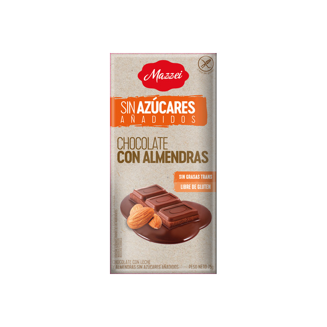 Chocolate con almendras sin azúcar tableta Befit 75 gramos
