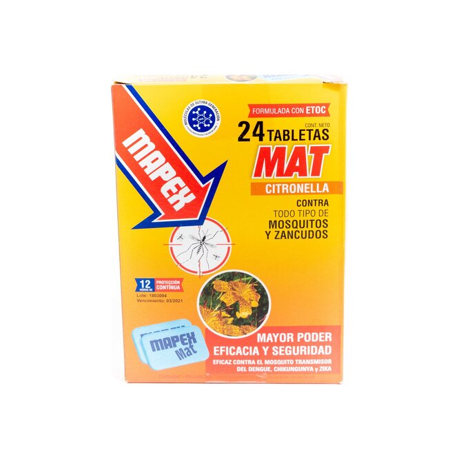 Pastilla Matamosquito con Citronella en caja Mapex 24 unidades