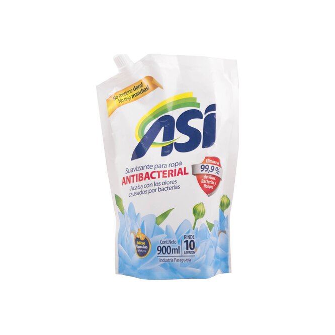 Suavizante para ropa antibacterial botella descartable Así 900 ml