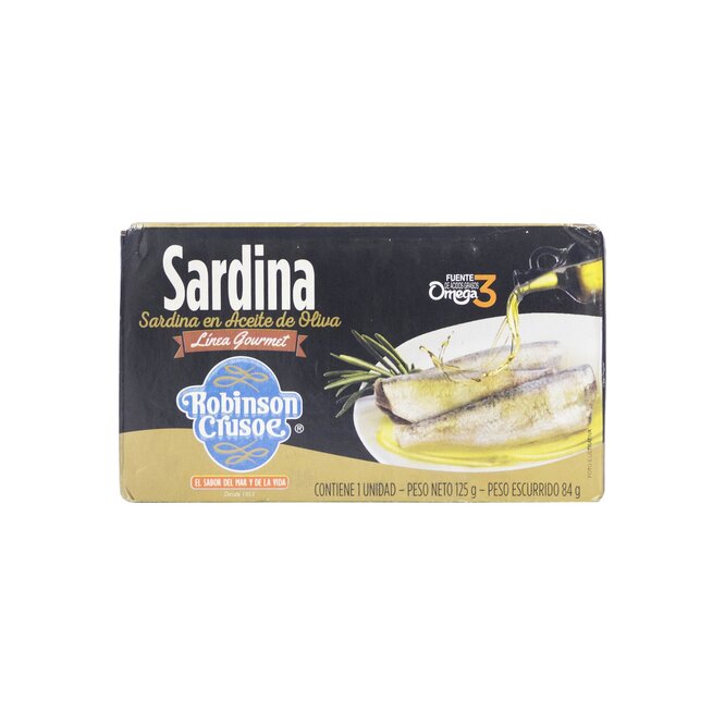 SARDINA ROBINSON CRUSOE ACEITE OLIV 125G