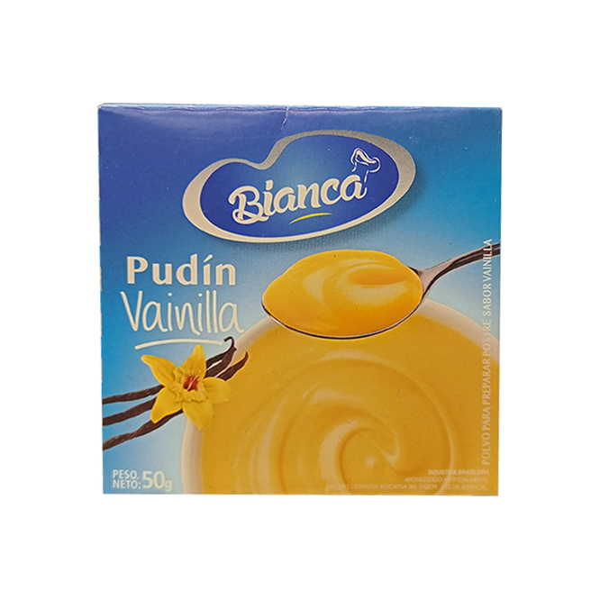 Polvo para pudding sabor vainilla paquete Bianca 50 gramos