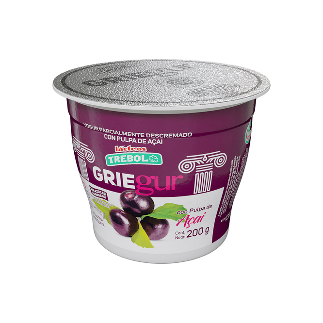 Yogurt griego con pulpa de acaí pote Trébol 200 gramos