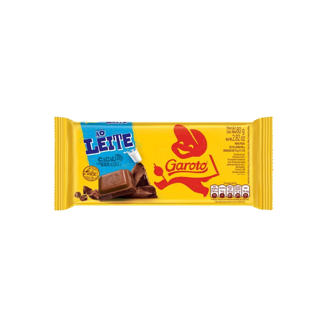 Chocolate con leche tableta Garoto 80 gramos