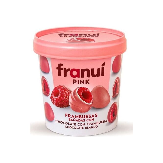 Postre frambuesa en chocolate pink Franuí 150 gramos