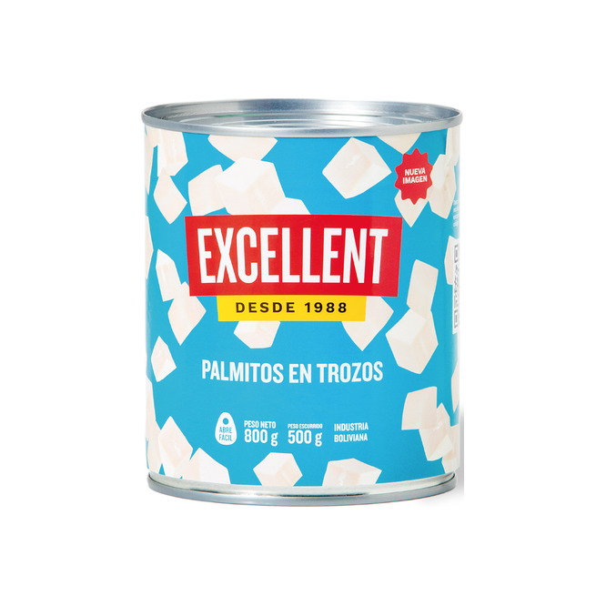 Palmitos en trozos en lata Excellent 800 gramos