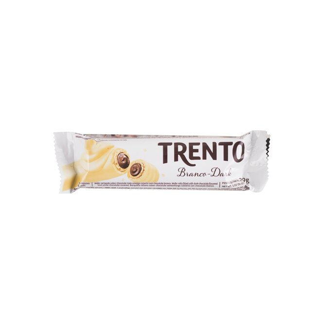Chocolate medio amargo cubierto de chocolate blanco Trento 29 gramos