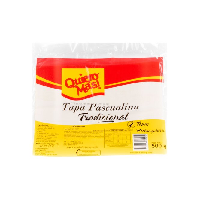 Pascualina rectangular Quiero Más 500 gramos