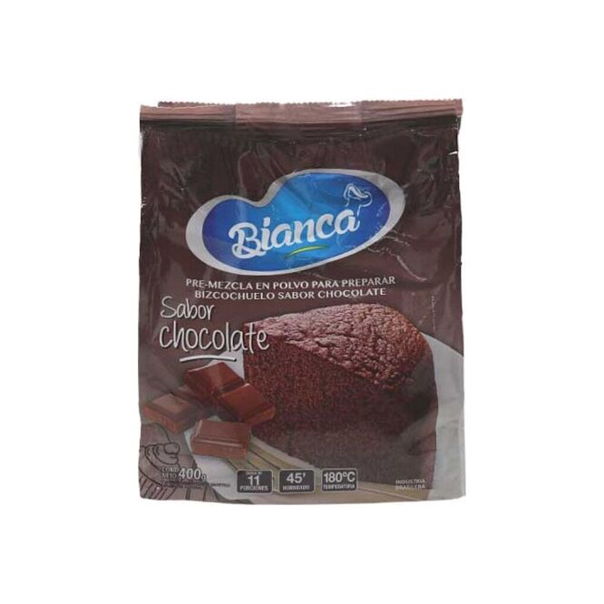 Polvo para bizcochuelo sabor chocolate paquete Bianca 400 gramos