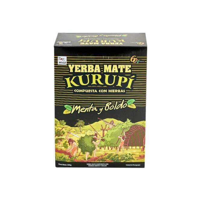 Yerba mate compuesta con menta y boldo en paquete Kurupi 500 gramos