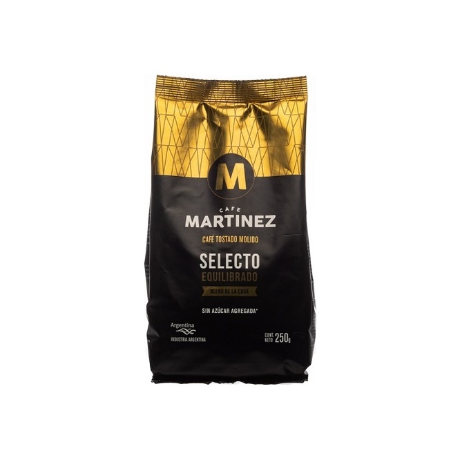Café tostado molido Selecto equilibrado en paquete Café Martinez 250 gramos