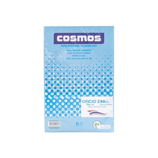 PAPEL MULTIUSO X50UN AZUL OFICIO COSMOS