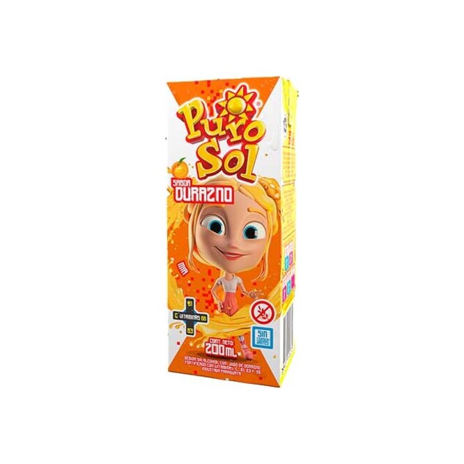 Jugo sabor durazno tetra Purosol 200 ml