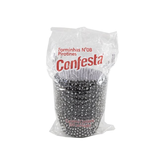 Pirotines n°8 con mota negro/blanco paquete Confesta 100 unidades
