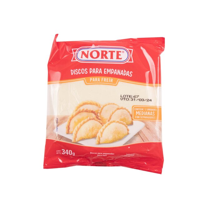 Discos para empanadas mediano para freír Norte 12 unidades