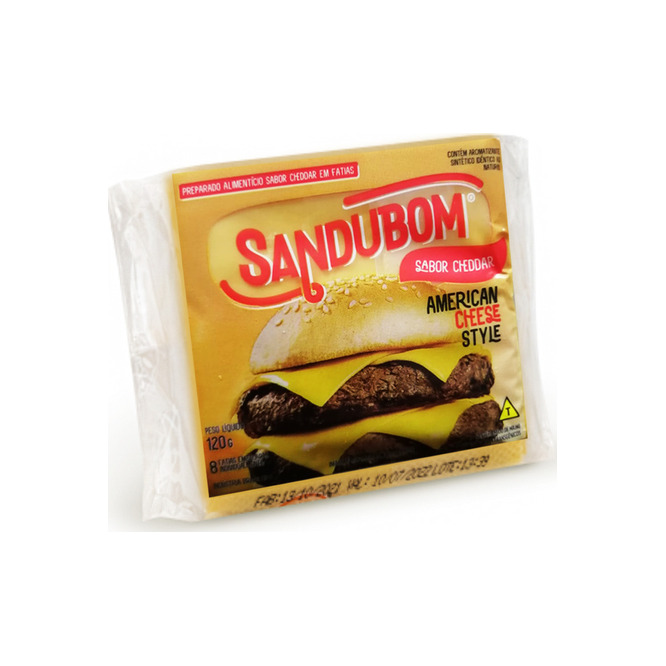 Queso Cheddar 8 Fetas Embaladas Individualmente Sandubom 120 gramos