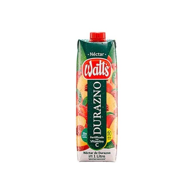 Jugo sabor durazno tetra Watts 1 litro