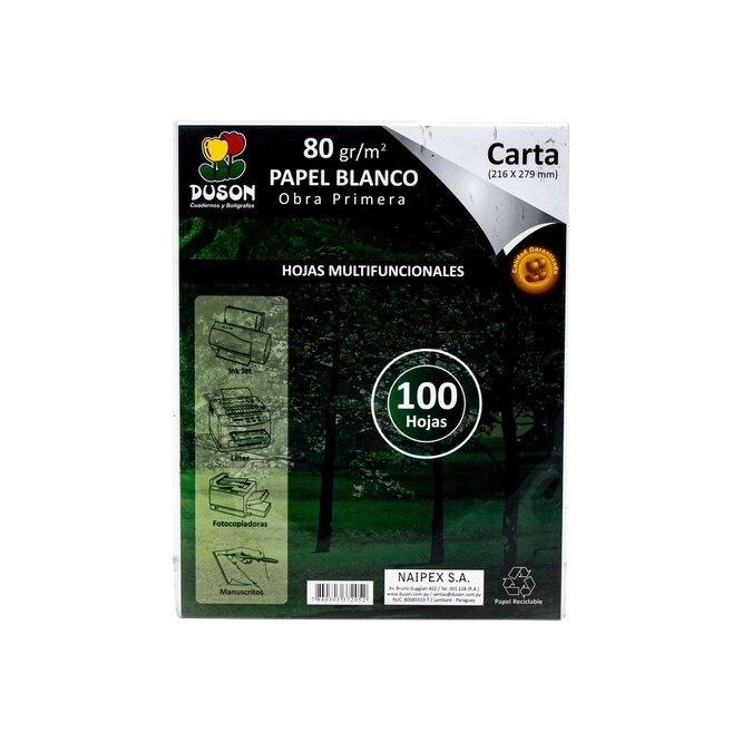 HOJA D/PAPEL CARTA 100UN DUSON PAQ