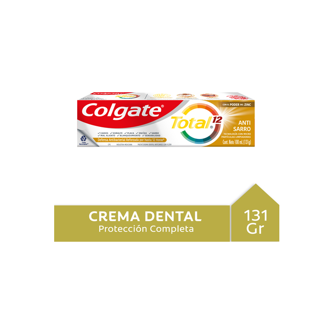 Crema dental total 12 anti sarro Colgate 131 gramos