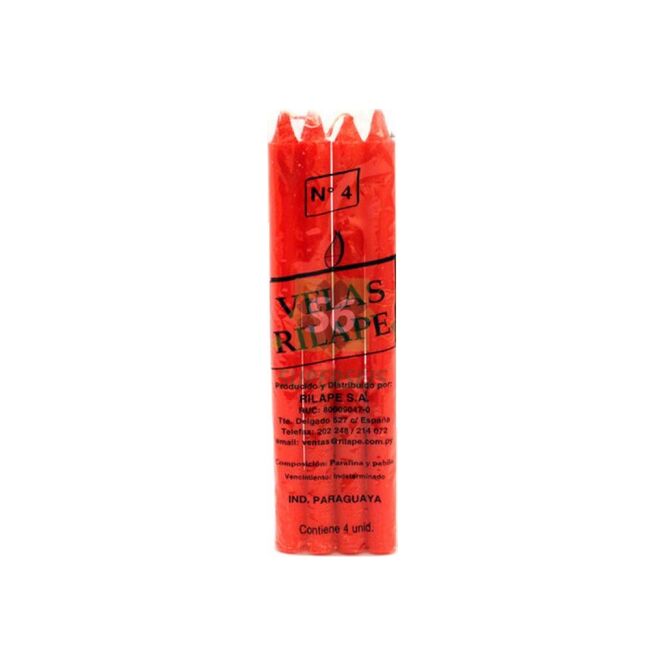 Vela rojo paquete Rilape 4 unidades