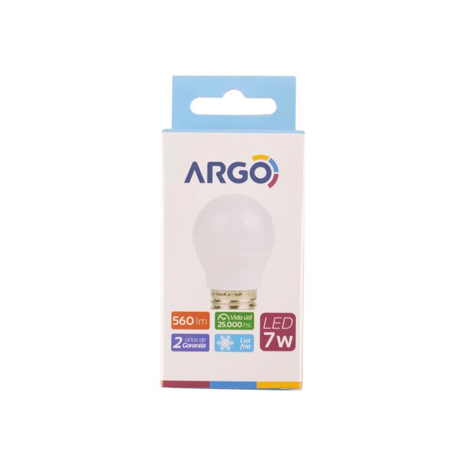 Lámpara led 7w luz fría 6500k e27 unidad Argo por unidad