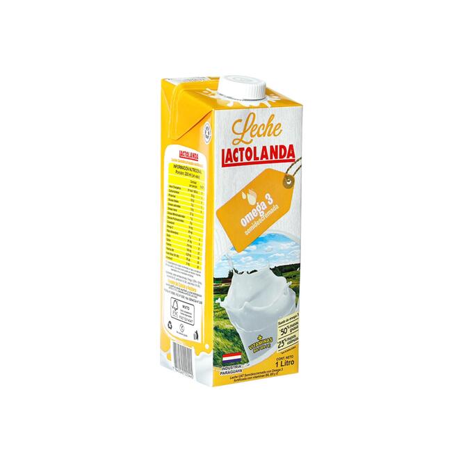 Leche semidescremada con omega 3 uat tetra Lactolanda 1 litro