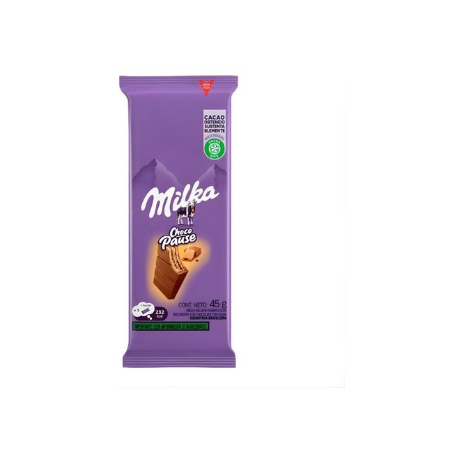 Oblea rellena recubierta con chocolate con leche Milka 45 gramos