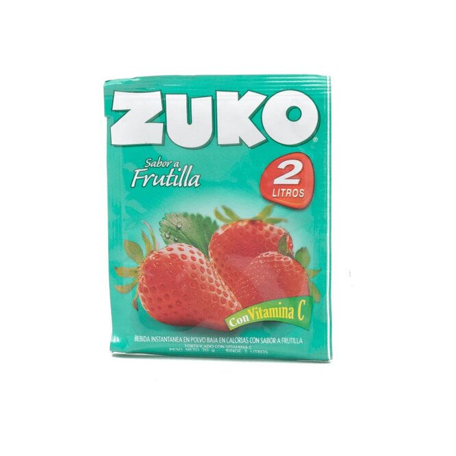Jugo en polvo sabor frutilla en sobre Zuko 20 gramos