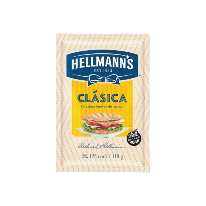 Mayonesa clásica en doy pack Hellmann’s 118 Gramos