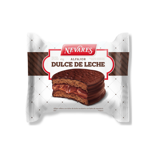 Alfajor negro con Dulce de leche Nevares 45 gramos