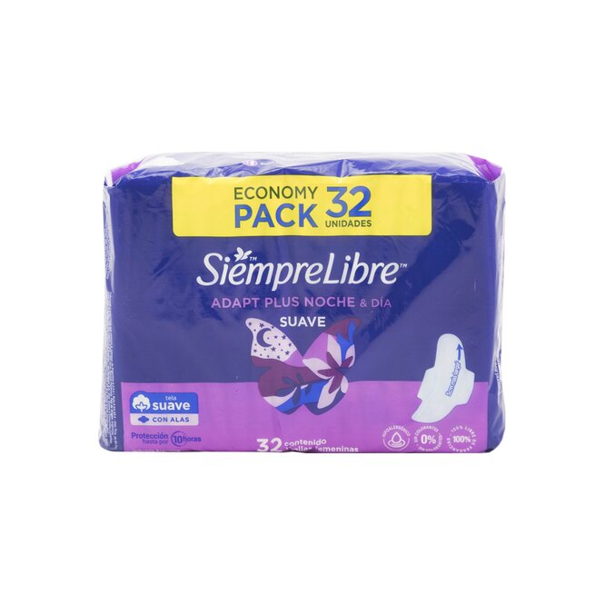 Toalla femenina noche y día suave Siempre Libre 32 unidades