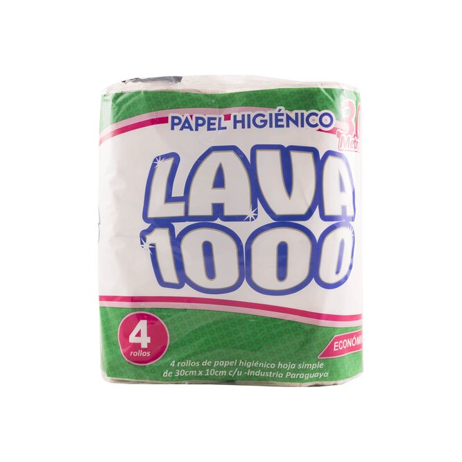 Papel higiénico hoja simple natural Lava 1000 12 Unidades