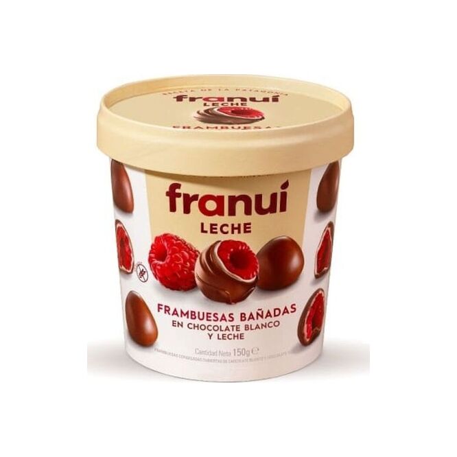 Postre frambuesa en chocolate chocoleche Franuí 150 gramos