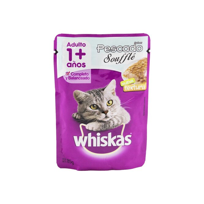 Alimento para gato adulto sabor pescado soufflé en sachet Whiskas 85 gramos
